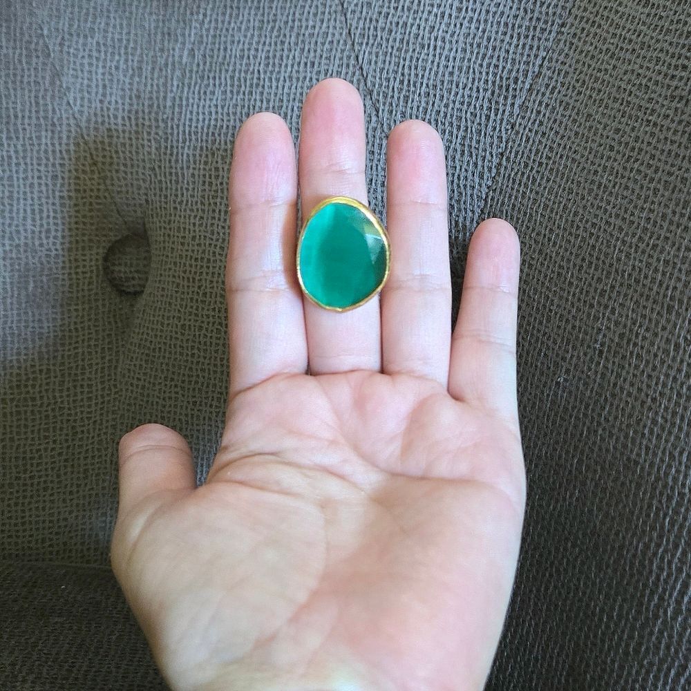 Zeyzey Faceted Green💚 Agate Statement Ring💍 - Picture 3 of 16
